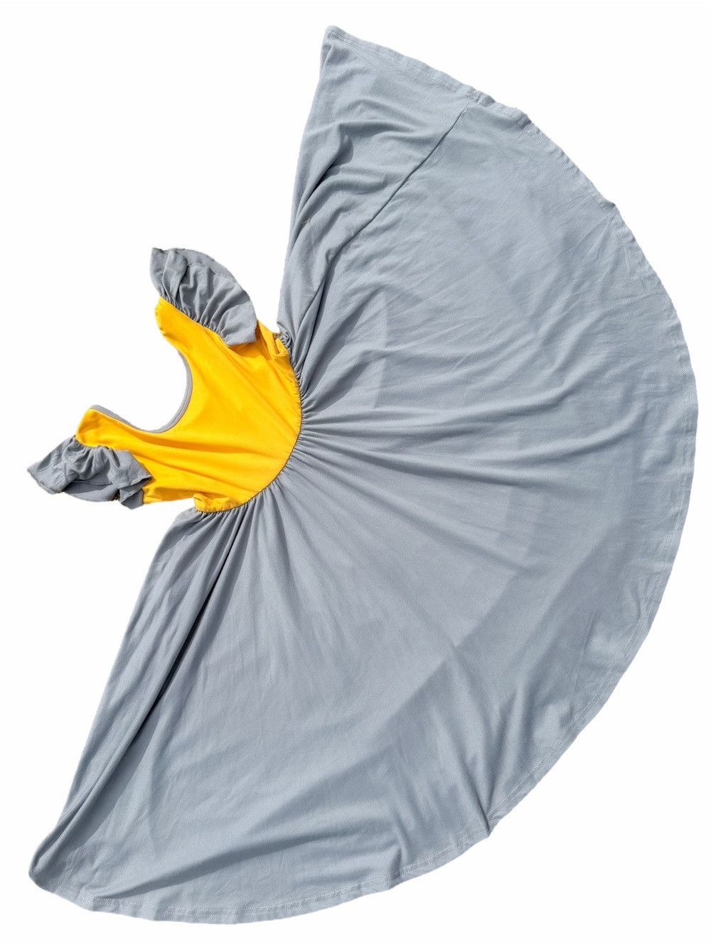 DotDotSmile TWIRL MAX 7 8 9 10 Medium Mustard Gray Empire Dress Flutter Sleeve - Picture 3 of 6